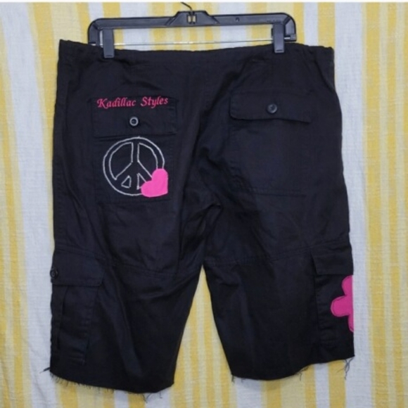 Rothco Product Repurposed Shorts Patchwork Peach Cross Horseshoe Black - Picture 2 of 6